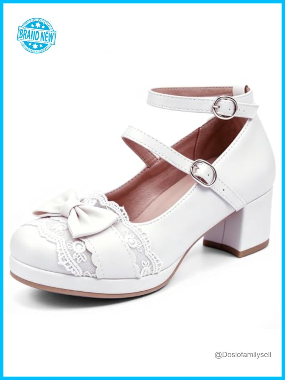 Mary Jane Heels Block Platform Buckle Strap Dress Shoes Women